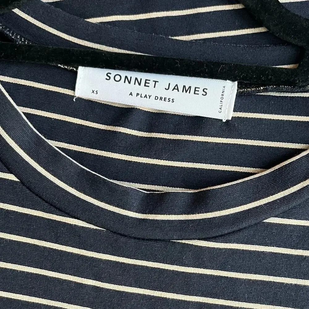 Sonnet James Play Stripe Midi Dress Navy White - Picture 5 of 7